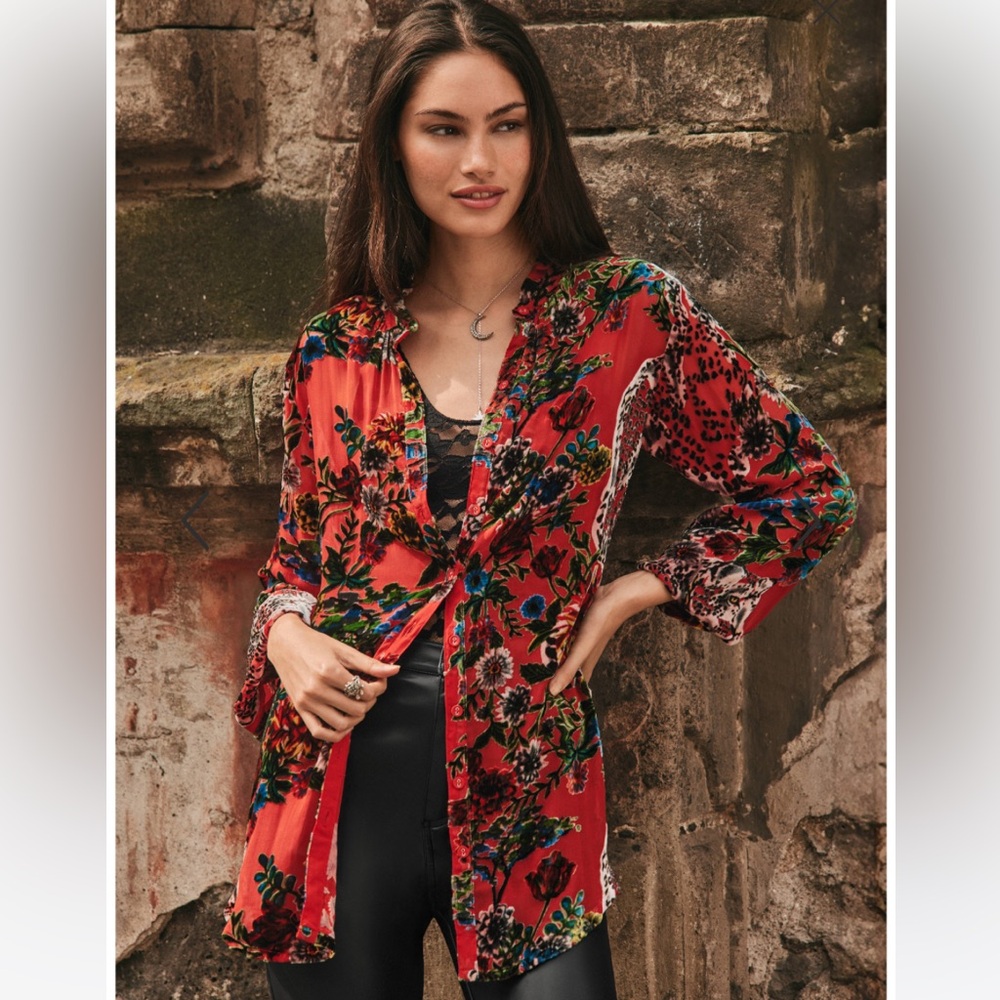 NWT JOHNNY WAS YOELLA BURNOUT TUNIC